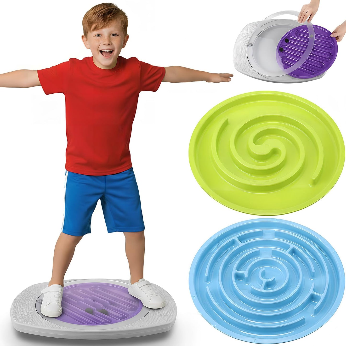 PullCrease Balance Board for Kids – 20-Inch Maze Rocker with 2 Balls
