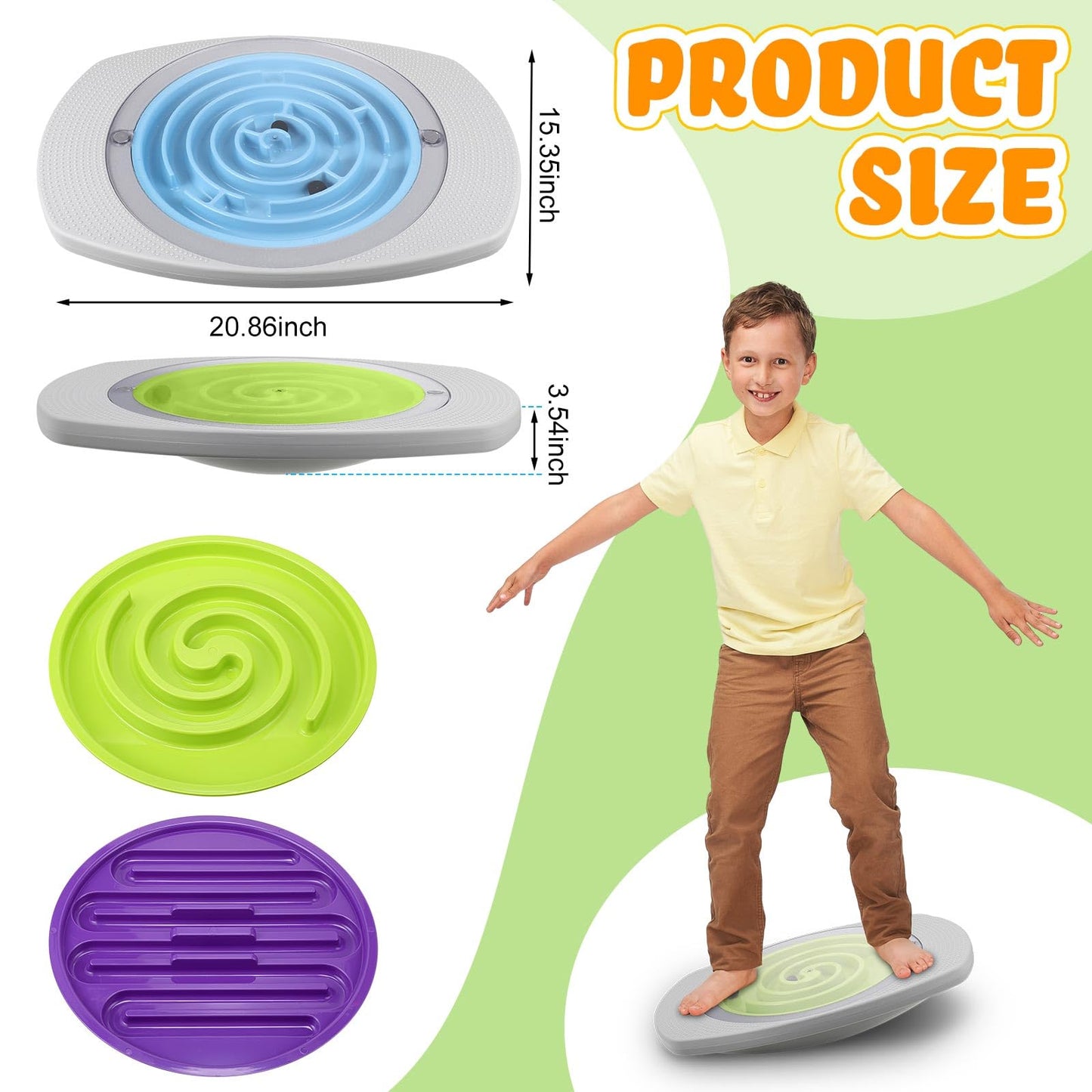 PullCrease Balance Board for Kids – 20-Inch Maze Rocker with 2 Balls