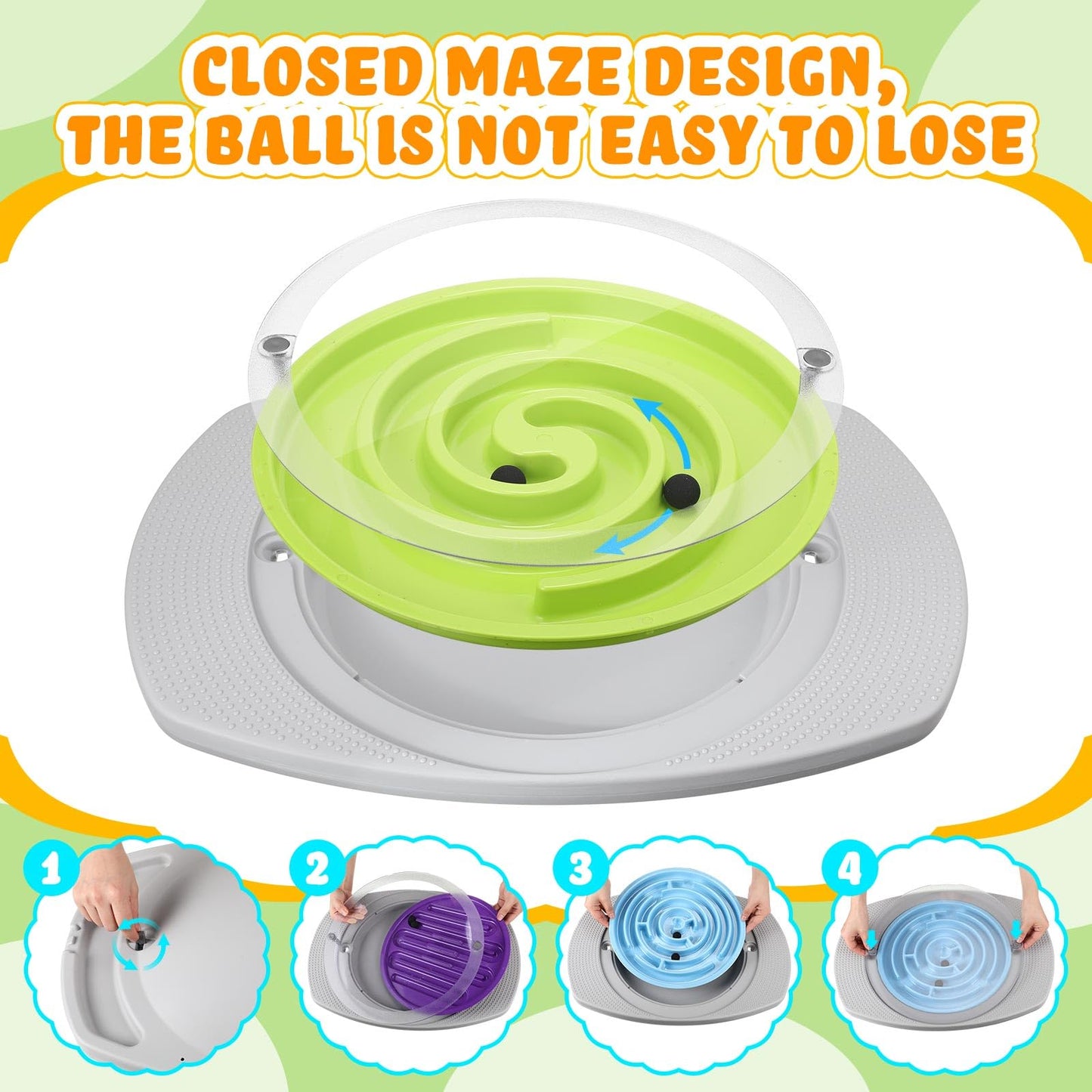 PullCrease Balance Board for Kids – 20-Inch Maze Rocker with 2 Balls