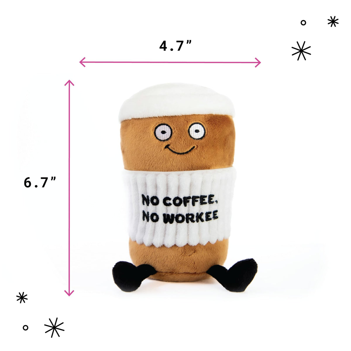 Punchkins Coffee Plushie – No Coffee, No Workee Sassy Cup Gift for Coworkers