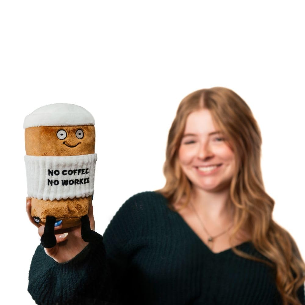 Punchkins Coffee Plushie – No Coffee, No Workee Sassy Cup Gift for Coworkers