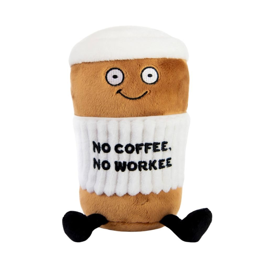 Punchkins Coffee Plushie – No Coffee, No Workee Sassy Cup Gift for Coworkers