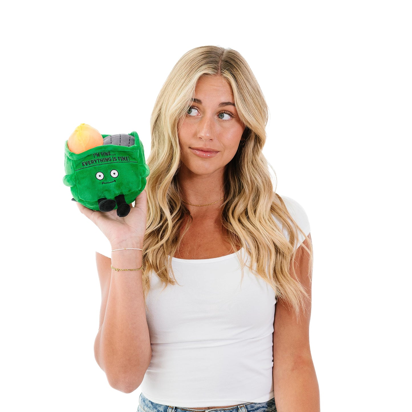 Punchkins Dumpster Fire Plushie – I’m Fine, Everything Is Fine! Funny Gift & Desk Plush