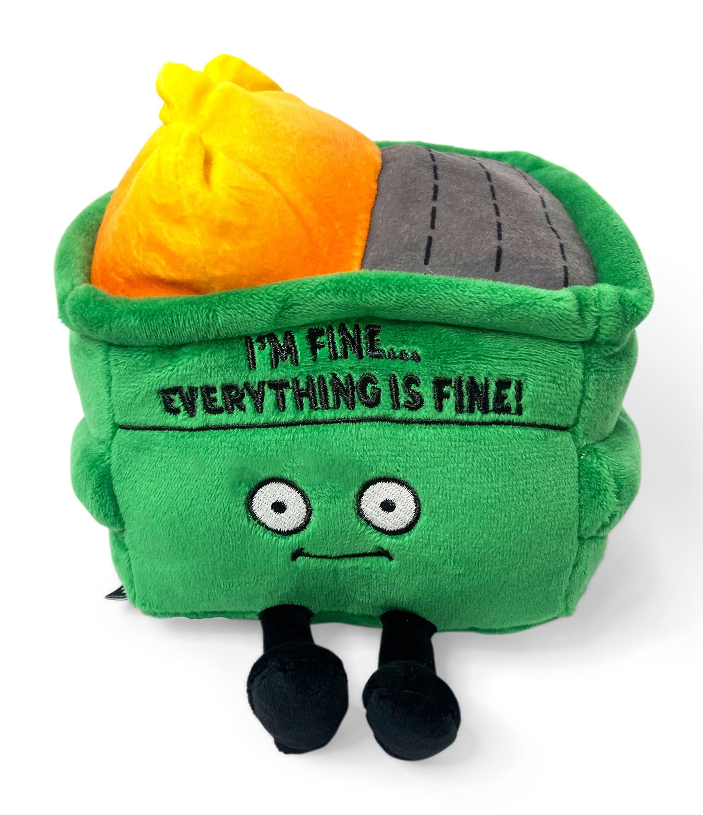 Punchkins Dumpster Fire Plushie – I’m Fine, Everything Is Fine! Funny Gift & Desk Plush