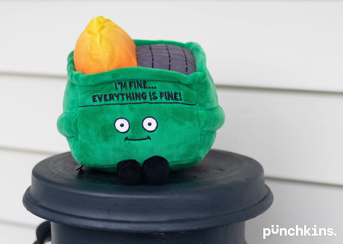 Punchkins Dumpster Fire Plushie – I’m Fine, Everything Is Fine! Funny Gift & Desk Plush