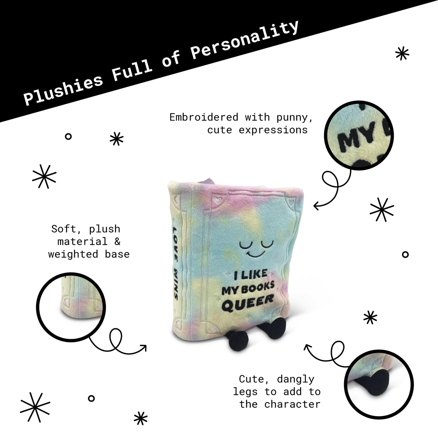Punchkins Book Plushie - I Like My Books Queer | Gift for Book Lovers