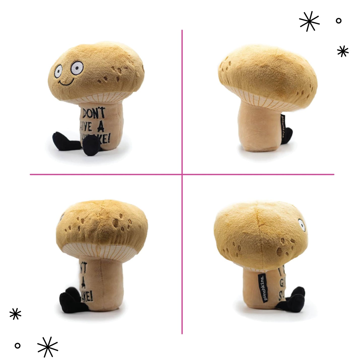 Punchkins Mushroom Plushie - I Don't Give A Shitake Sassy Plush for Food Lovers