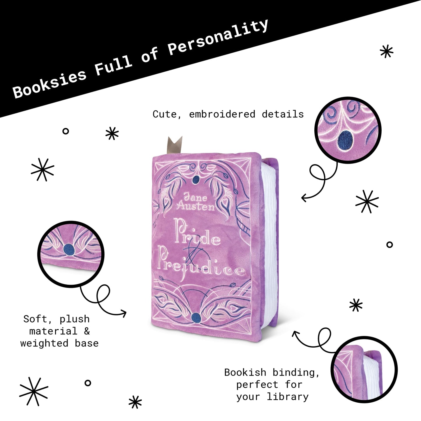 Punchkins Pride and Prejudice Book Plush – Jane Austen Gift for Book Lovers (11x7 Pillow)