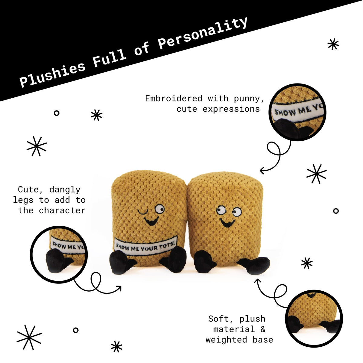 Punchkins Tater Tot Plushie – Show Me Your Tots! Sassy Potato Plush Gift
