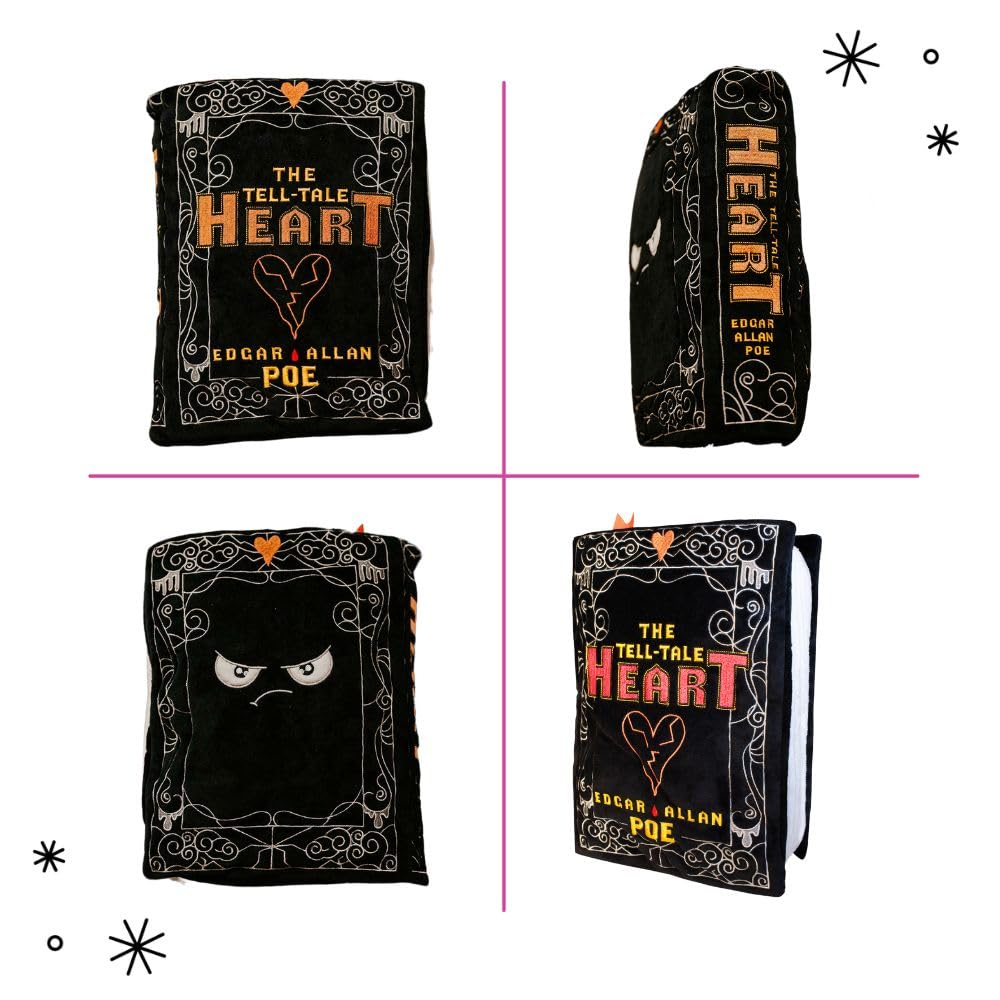Punchkins Tell-Tale Heart Book Plush – Poe Inspired Gift for Readers, 11x7 Pillow