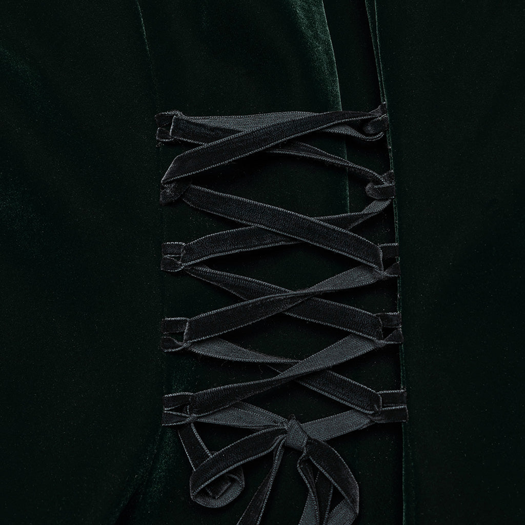 Punk Rave Aviara Dark Green Velvet Coat