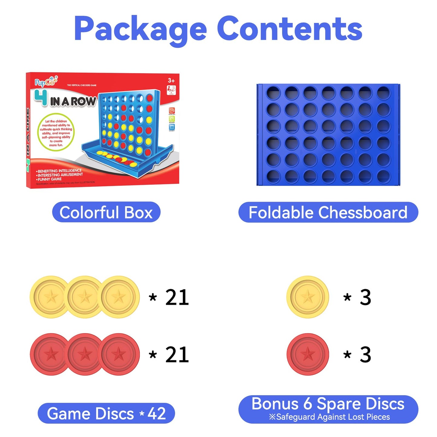Pup Go Four in a Row – Portable 2-Player Family Board Game for Kids & Teens