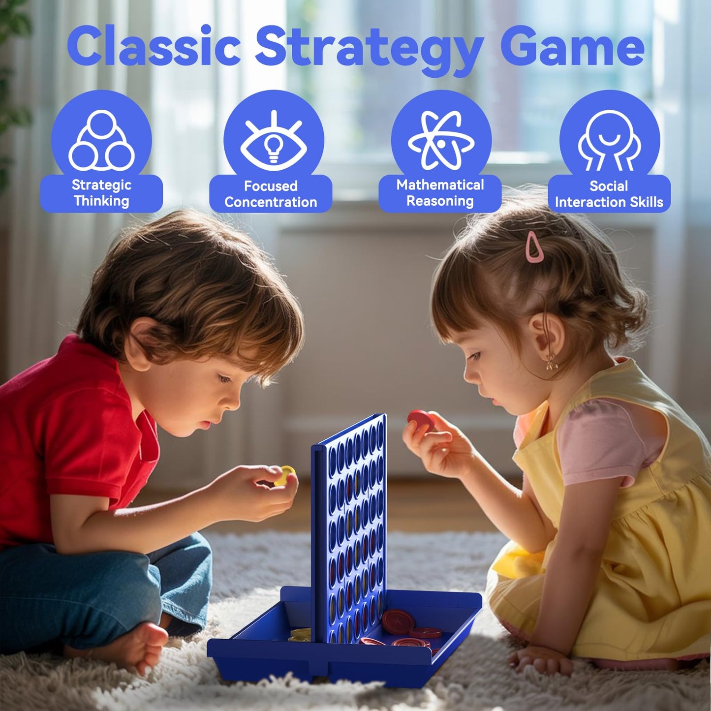 Pup Go Four in a Row – Portable 2-Player Family Board Game for Kids & Teens