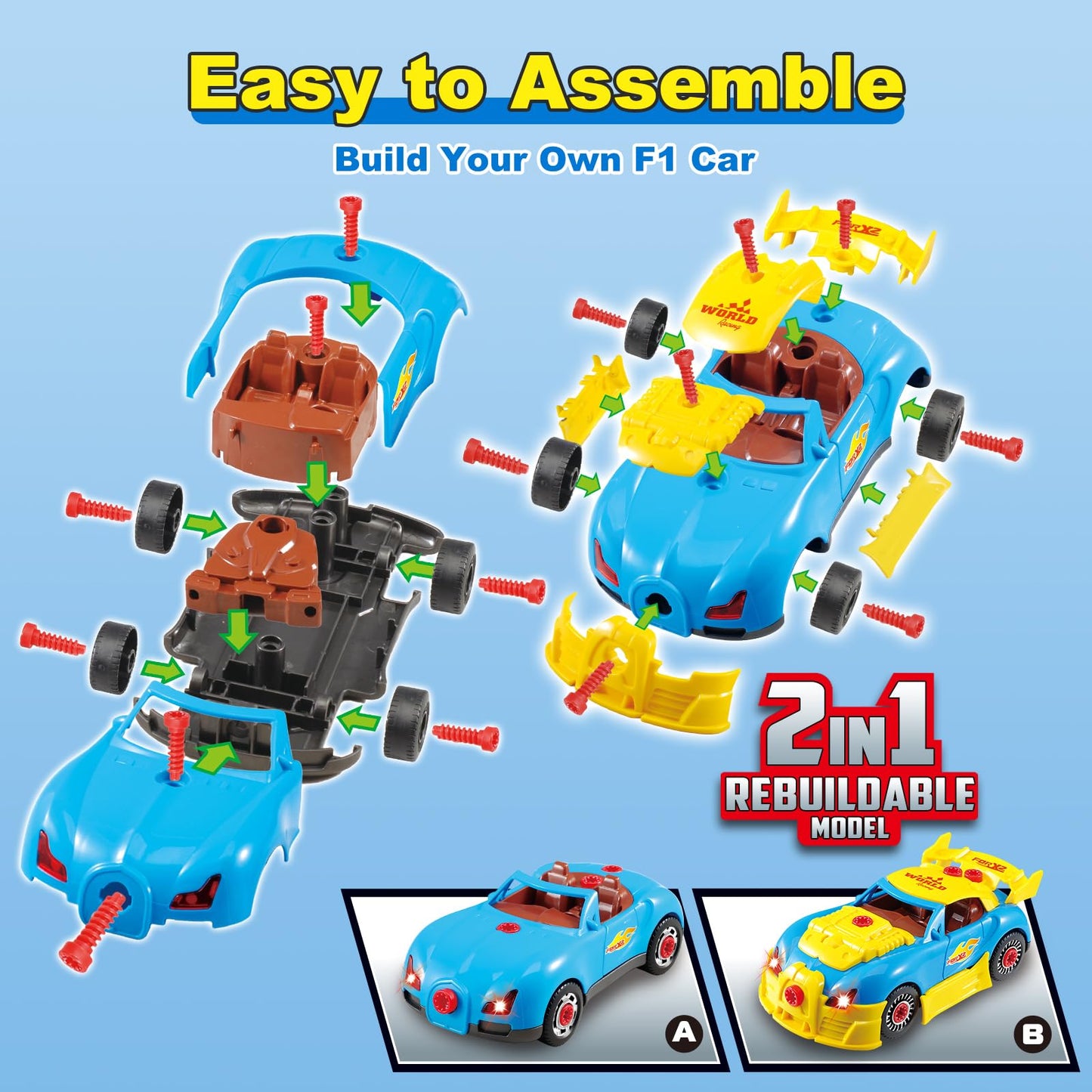 Pup Go Construction Toys for Kids 3-5 | Build Your Own Car Kit with Lights & Sounds