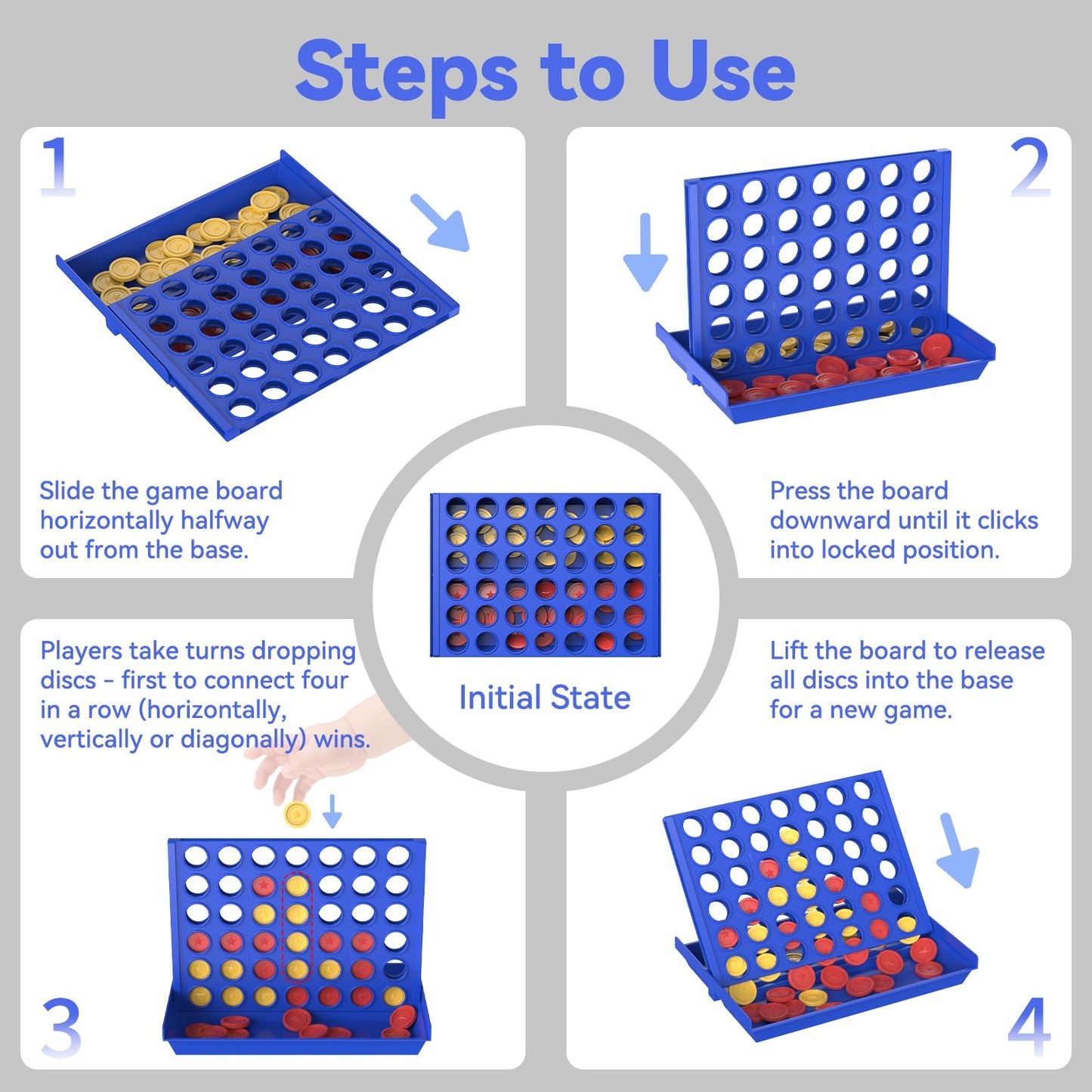Pup Go Four in a Row – Portable 2-Player Family Board Game for Kids & Teens