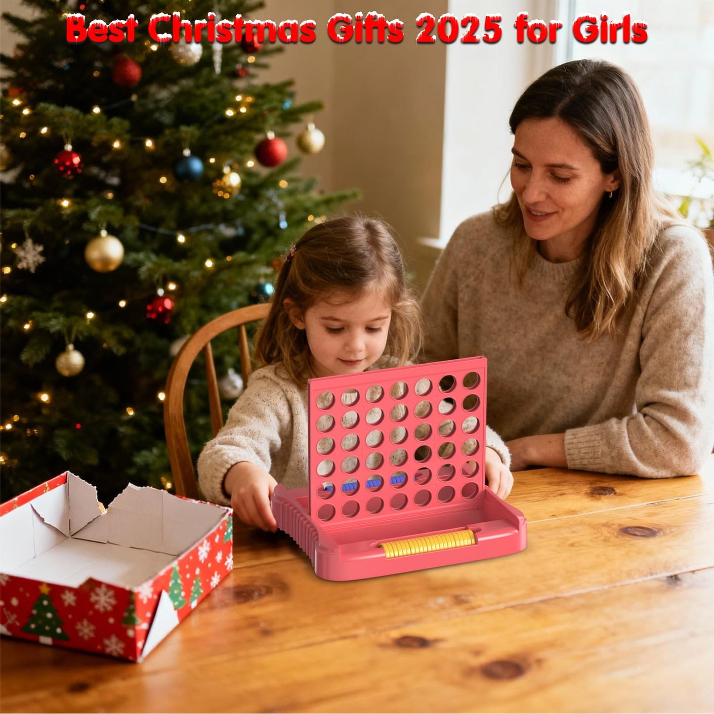 Pup Go 4 in a Row Game - Portable 2-Player Strategy Board (Pink)