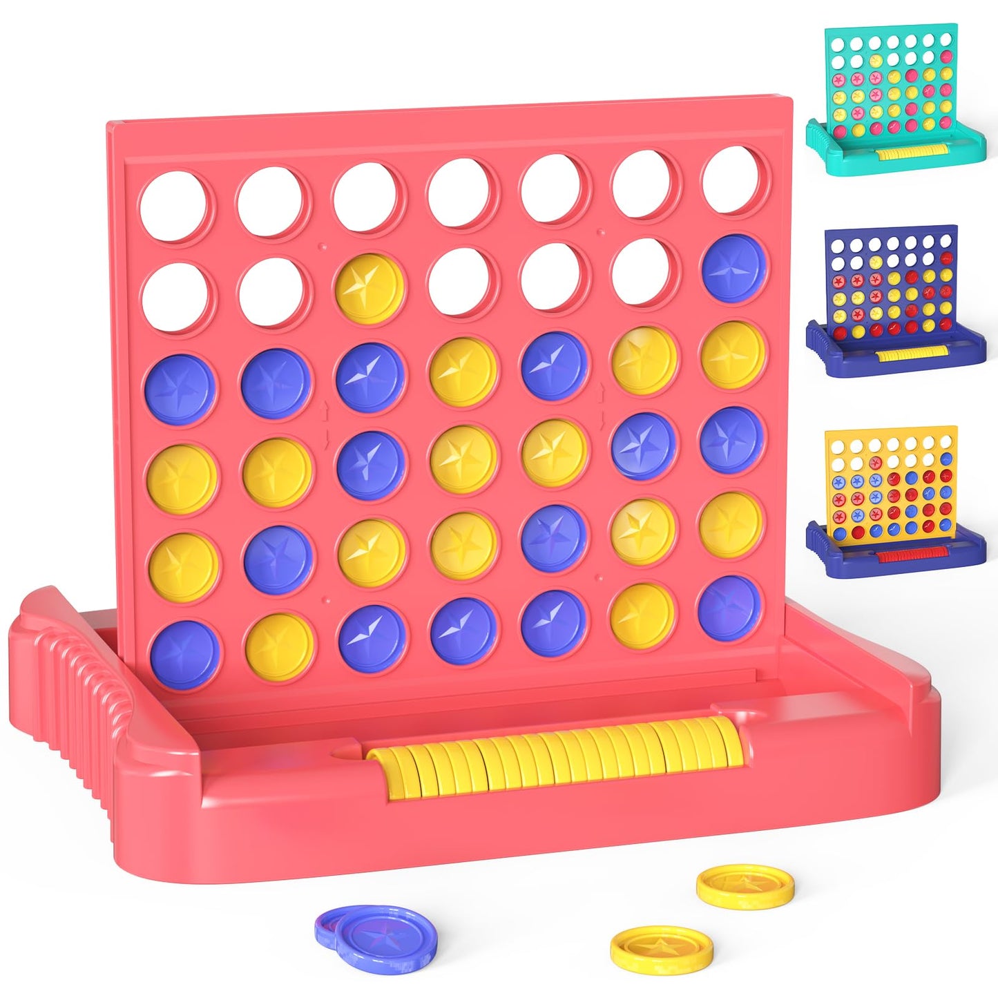 Pup Go 4 in a Row Game - Portable 2-Player Strategy Board (Pink)