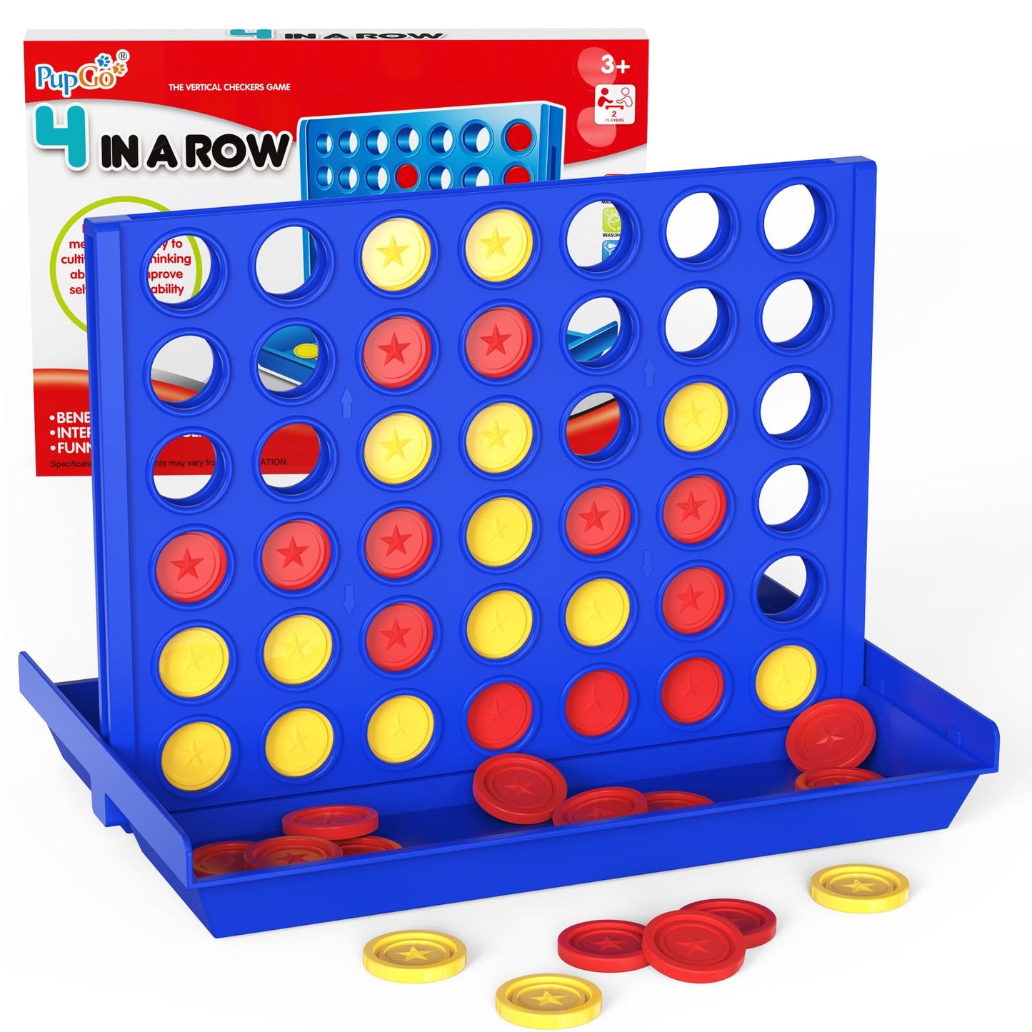Pup Go Four in a Row – Portable 2-Player Family Board Game for Kids & Teens
