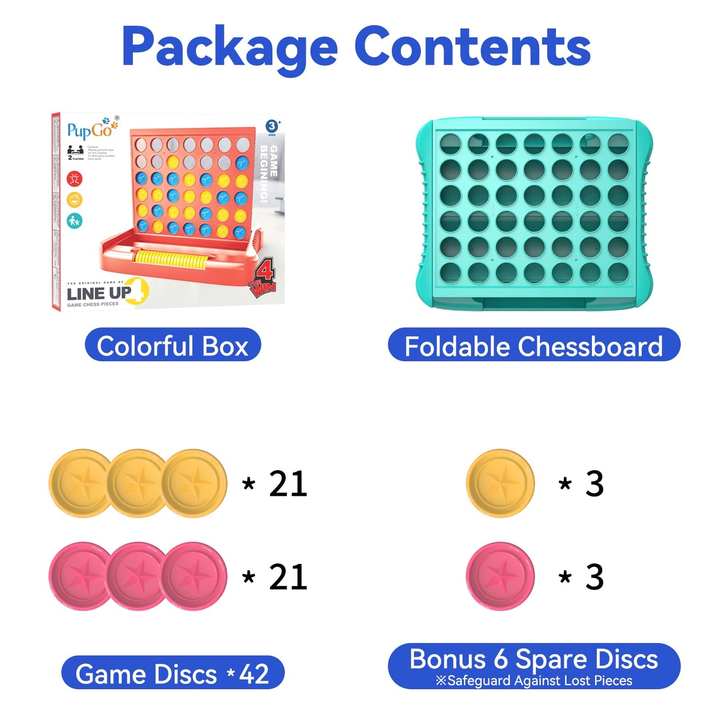 Pup Go 4-in-Row Game | Classic Family Board Game for Kids & Adults | Portable 2-Player Travel Set