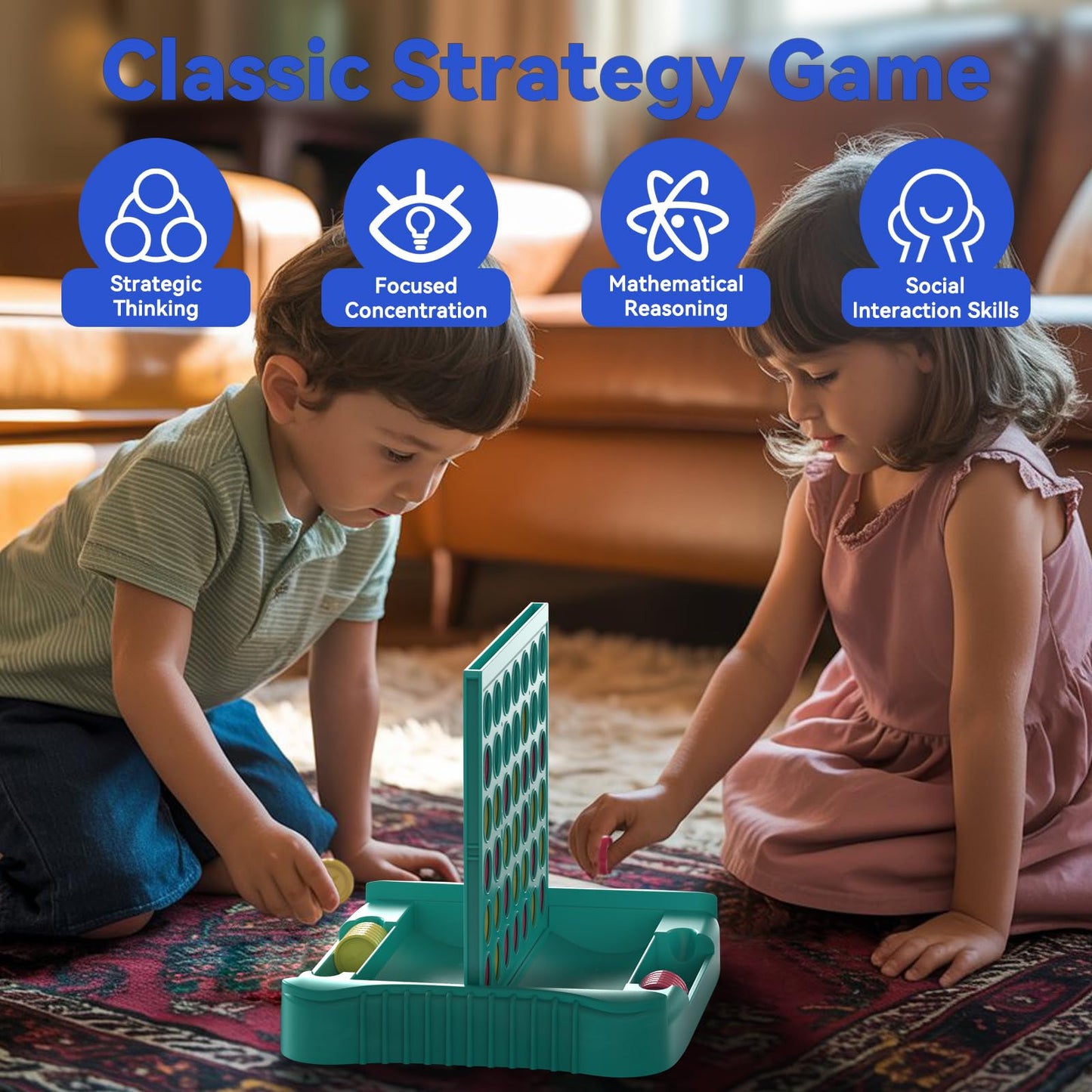 Pup Go 4-in-Row Game | Classic Family Board Game for Kids & Adults | Portable 2-Player Travel Set