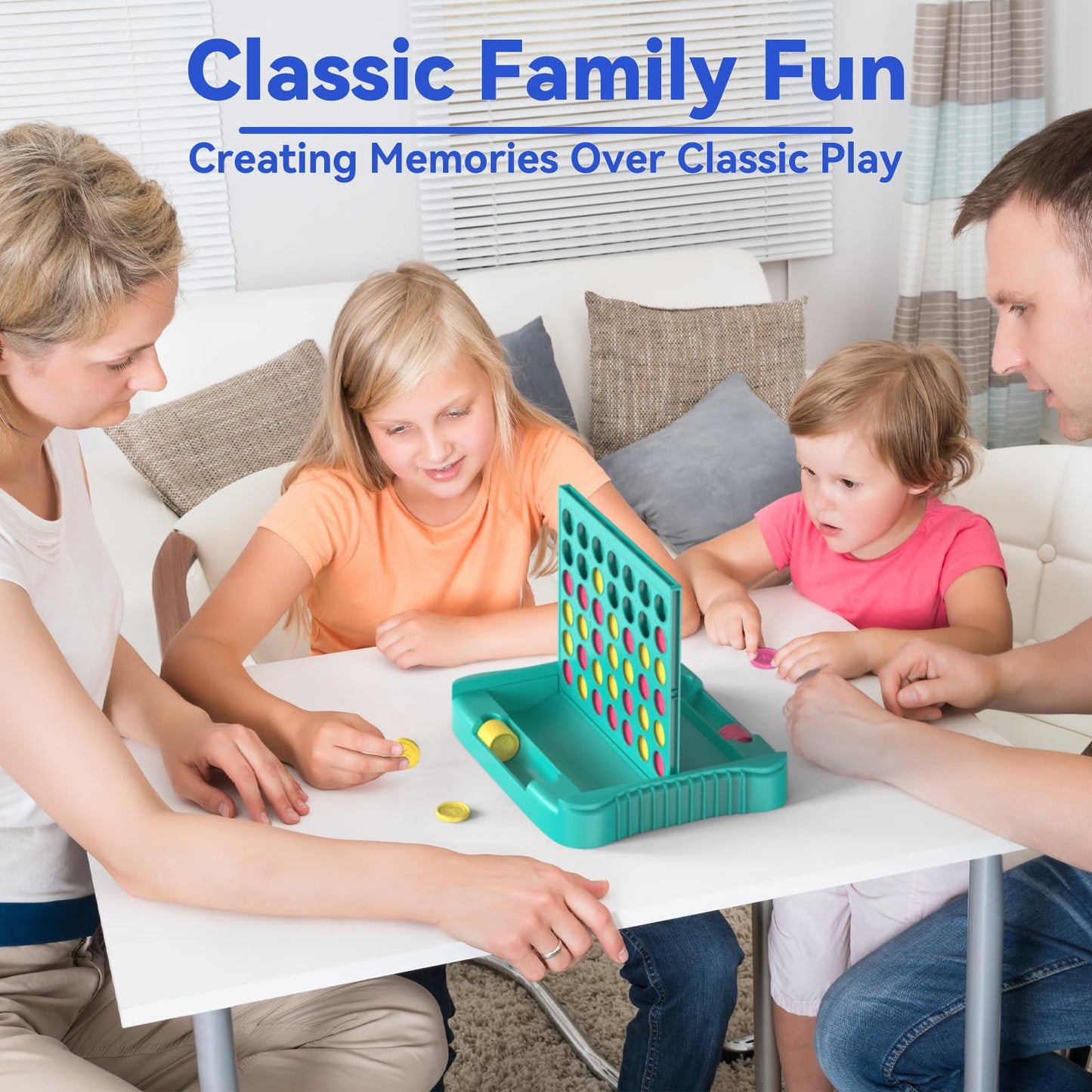 Pup Go 4-in-Row Game | Classic Family Board Game for Kids & Adults | Portable 2-Player Travel Set