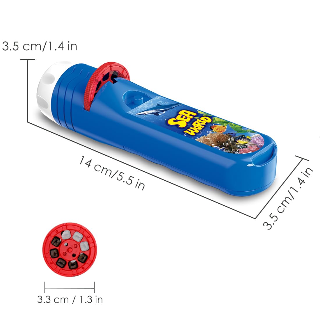 Pup Go Sea World Projector Flashlight for Kids 3-7 | 3 Discs, 24 Images, Ocean Night Light