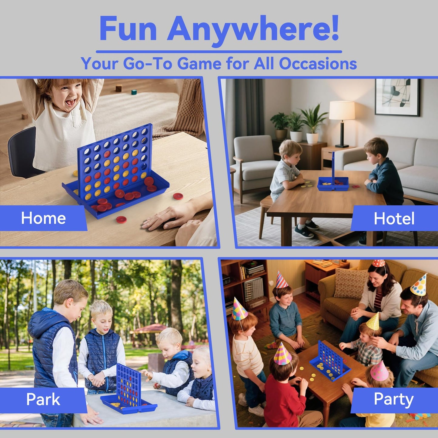 Pup Go Four in a Row – Portable 2-Player Family Board Game for Kids & Teens