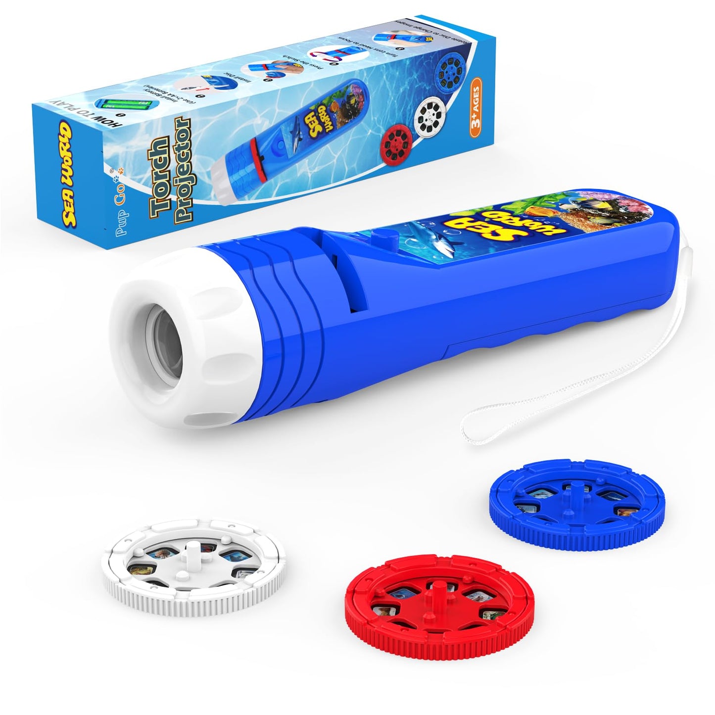 Pup Go 2-Pack Torch & Projector for Kids — Wild Animal & Sea World Themes, 48 Images, 3+