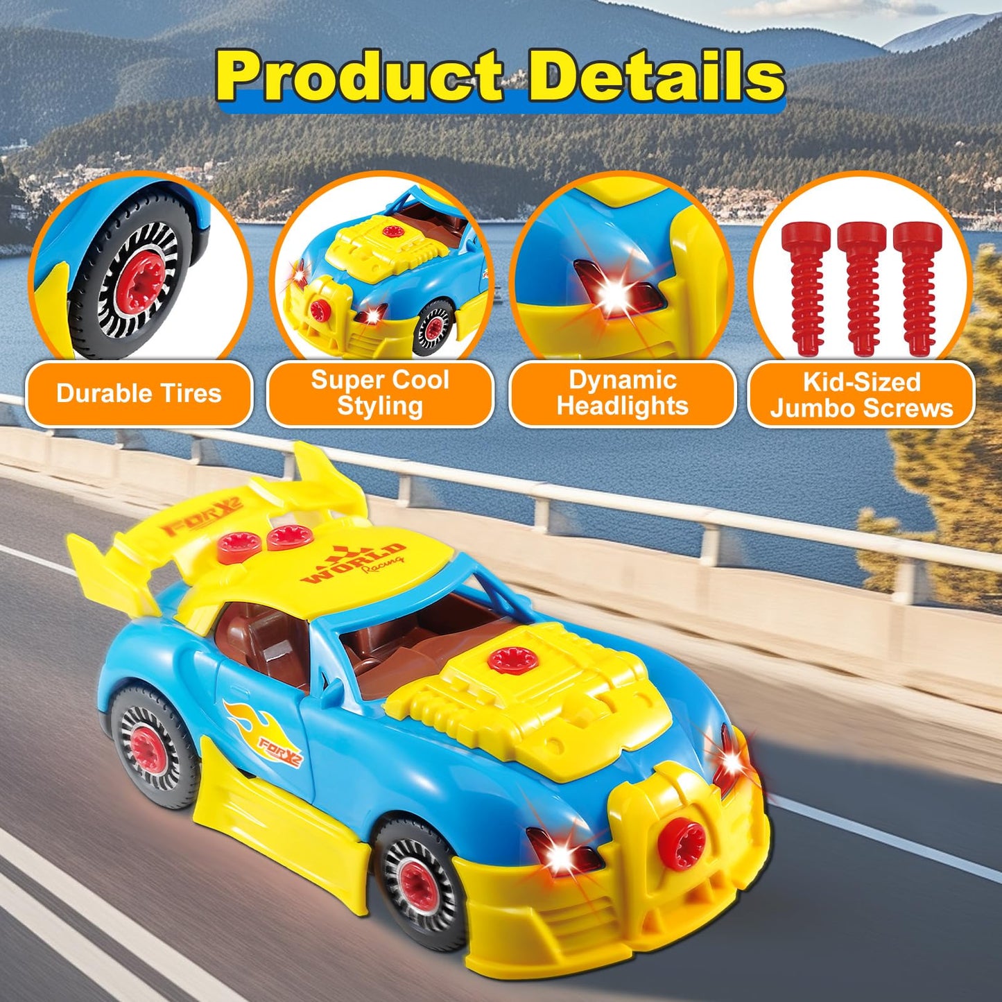 Pup Go Construction Toys for Kids 3-5 | Build Your Own Car Kit with Lights & Sounds