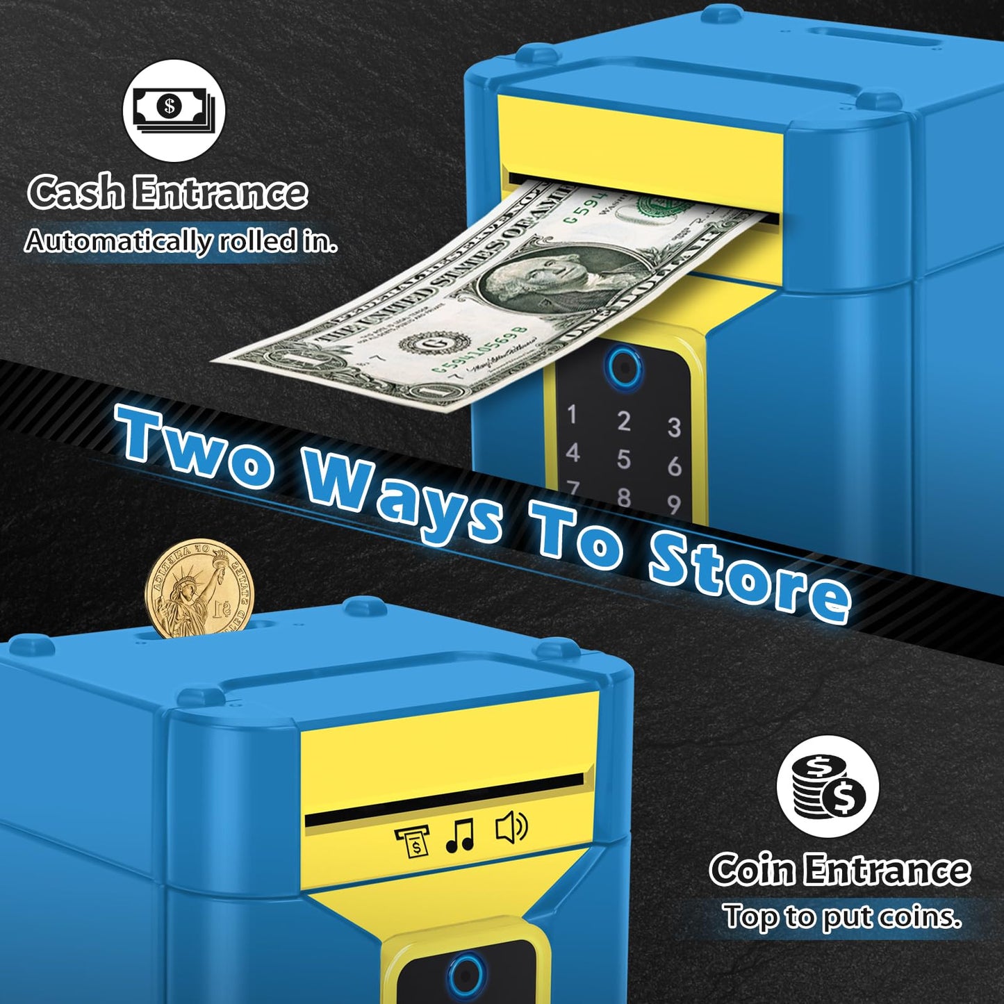 Pupidiu Fingerprint Piggy Bank for Kids – Touchscreen Money Box with Password Lock (Ages 3-13)