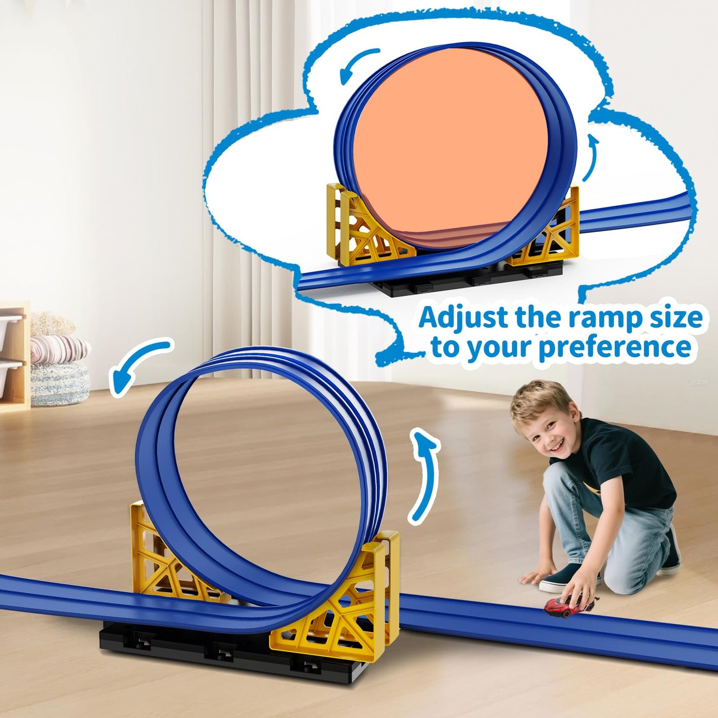 Puppiluv Flex Race Track 16 Ft with Suction Cups – Dual Indoor/Outdoor Race Set for 1:64 Cars