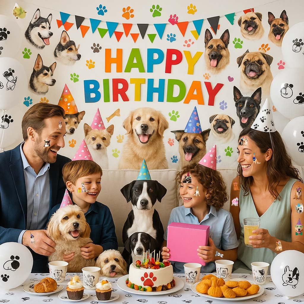 96PCS Dog Party Temporary Tattoos – Waterproof, Skin-Safe, Pre-Cut | Puppy Theme