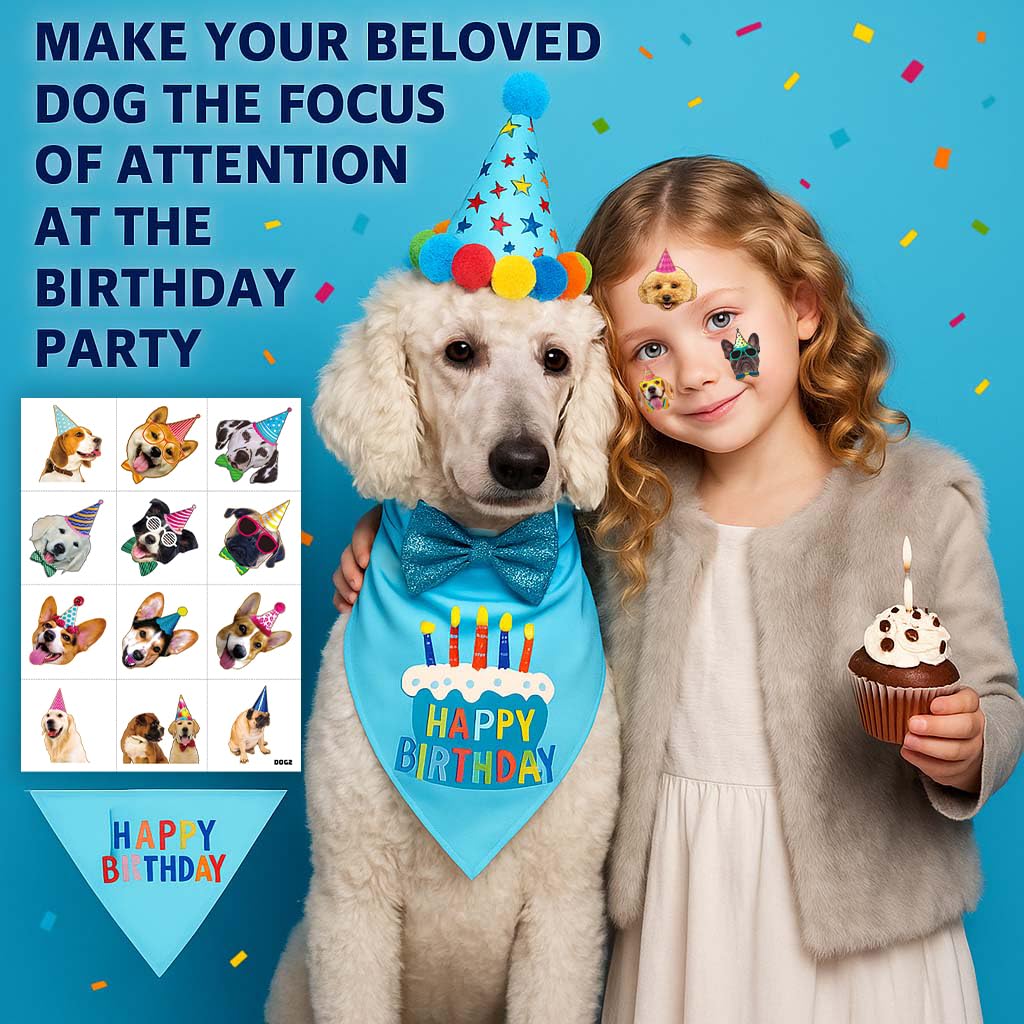 96PCS Dog Party Temporary Tattoos – Waterproof, Skin-Safe, Pre-Cut | Puppy Theme