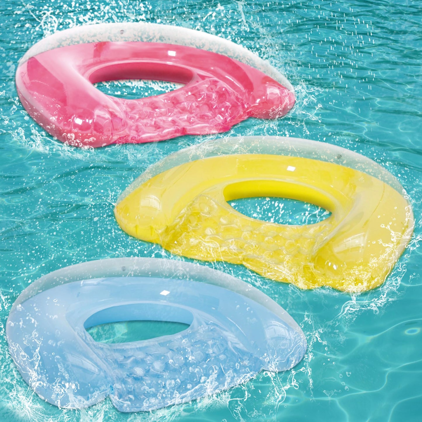 PuppyuWill 3-Pack Pool Floats: Minimalist Chair Hammock Drifter, 52in x 38in, Mood-Boosting Colors