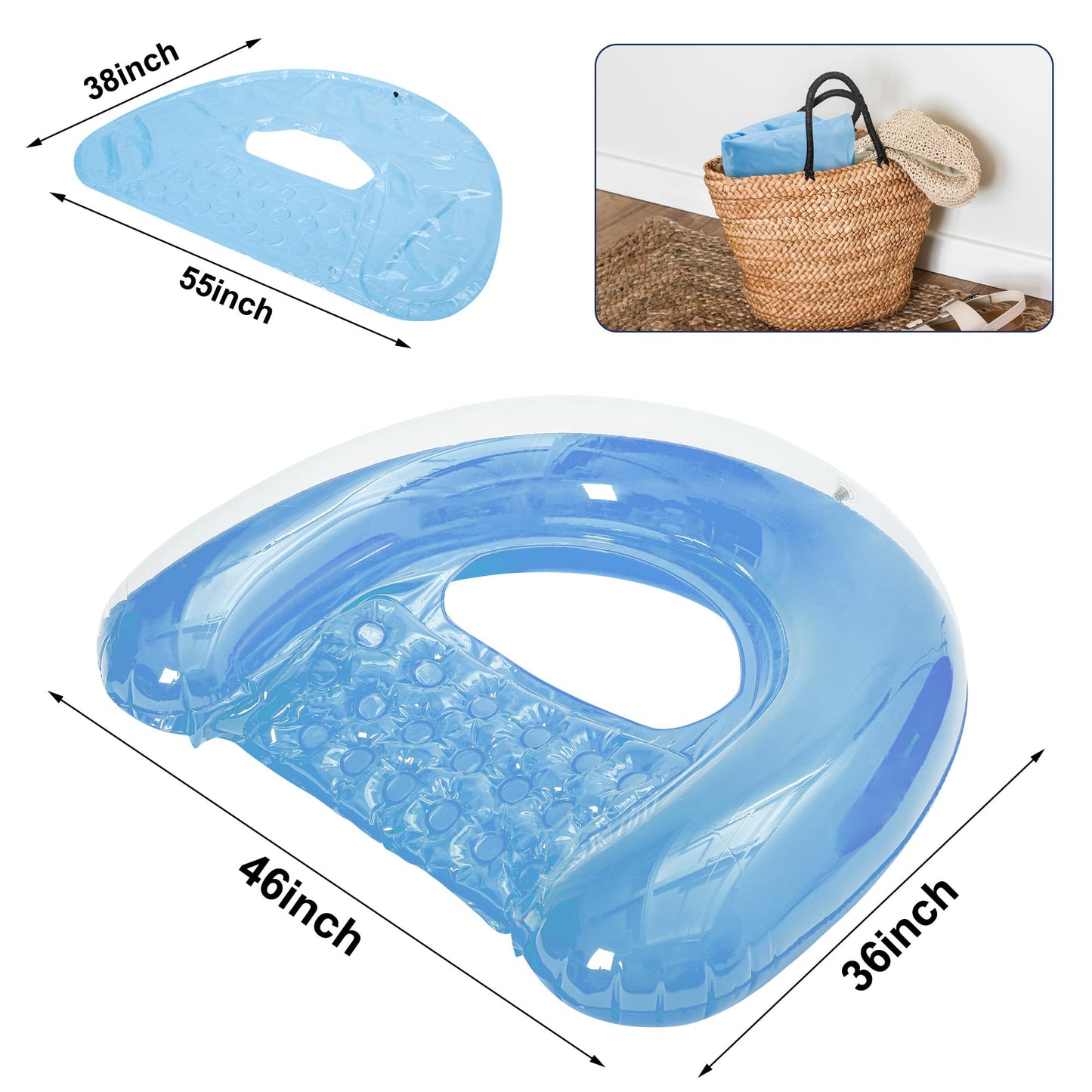 PuppyuWill 3-Pack Pool Floats: Minimalist Chair Hammock Drifter, 52in x 38in, Mood-Boosting Colors