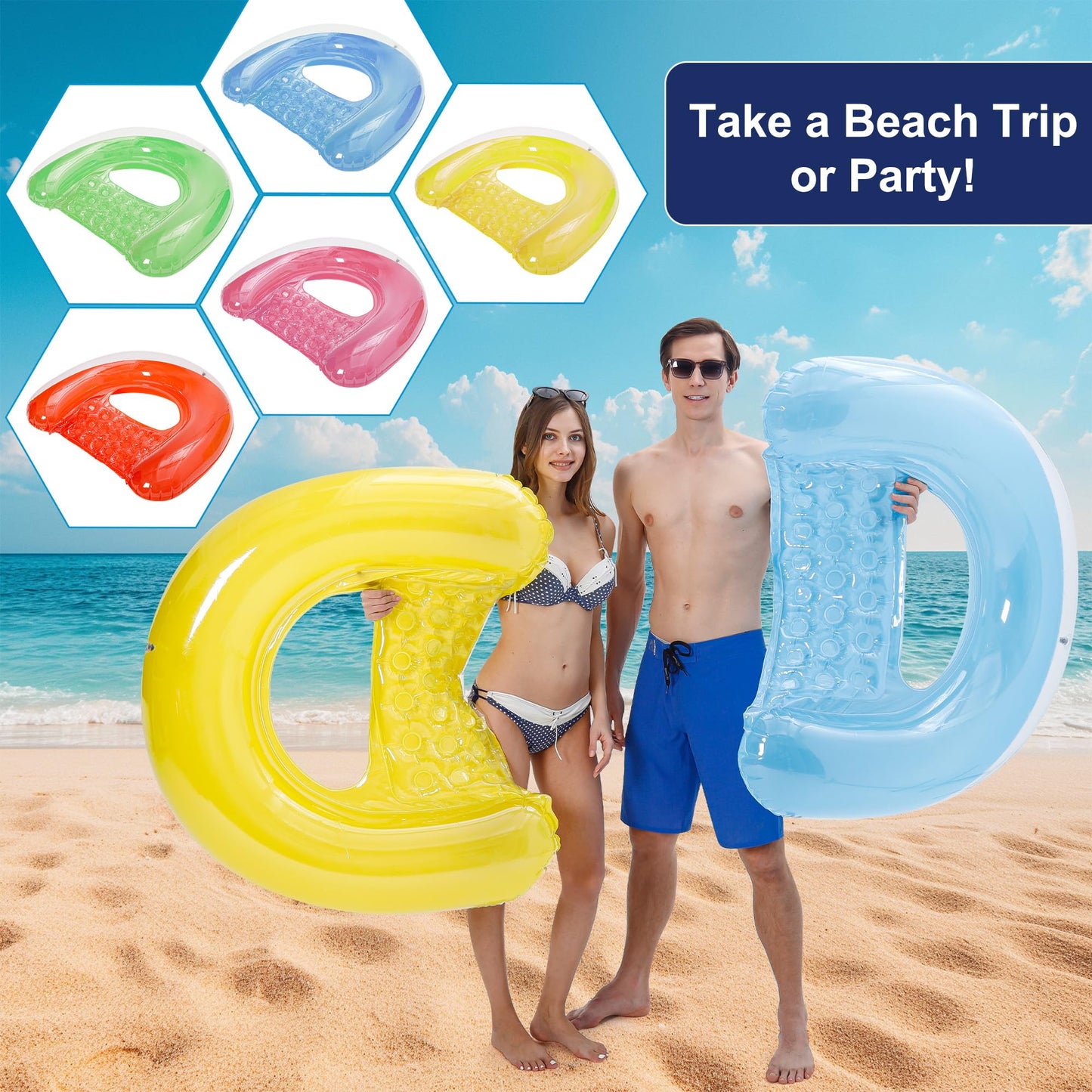 PuppyuWill 3-Pack Pool Floats — Minimalist 52x38 Chair Hammock Lounge