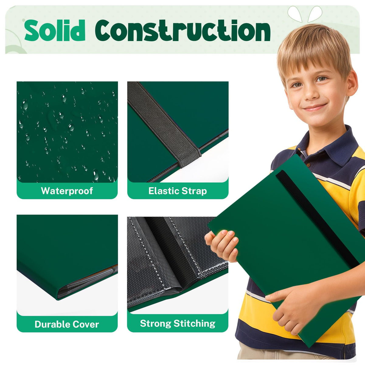 PUPTILY Card Binder – 360 Card Capacity, 20 Pages, 9-Pocket Album (Green)