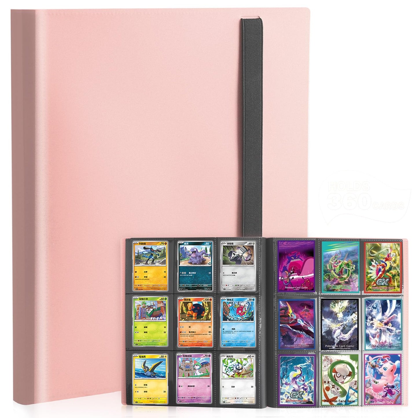 PUPTILY Card Binder – 360-Card Capacity, 9-Pocket Pink Album