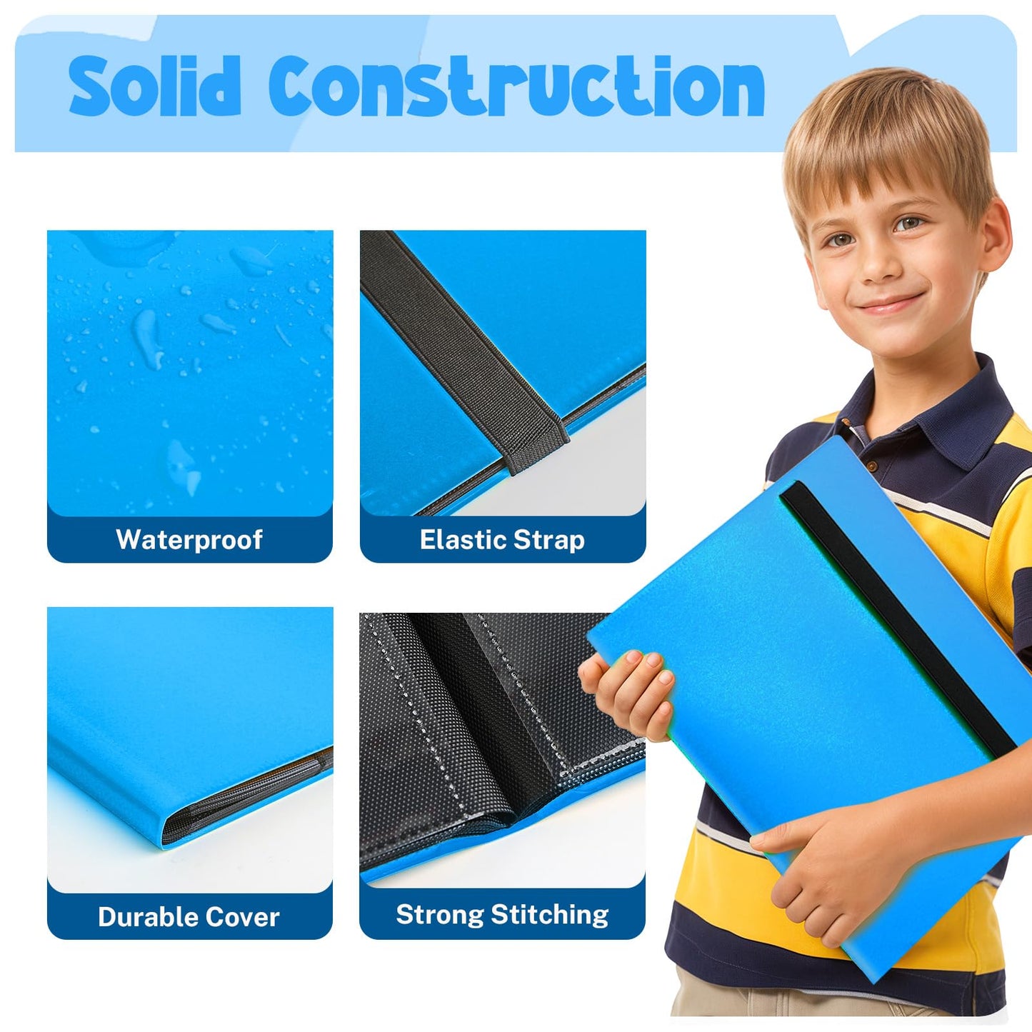 PUPTILY Card Binder 9-Pocket Album – 360 Card Capacity, 20 Pages, Light Blue