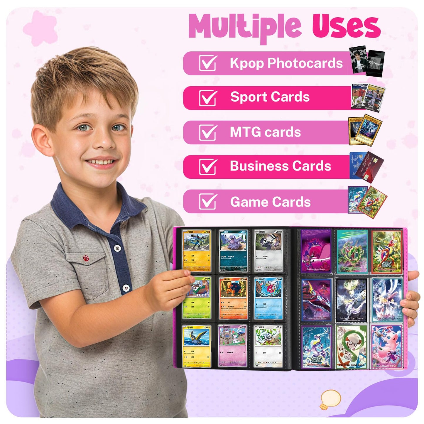 PUPTILY Card Binder 9-Pocket, 360-Card Capacity – Rose Red, 20 Pages, MTG/TCG Compatible
