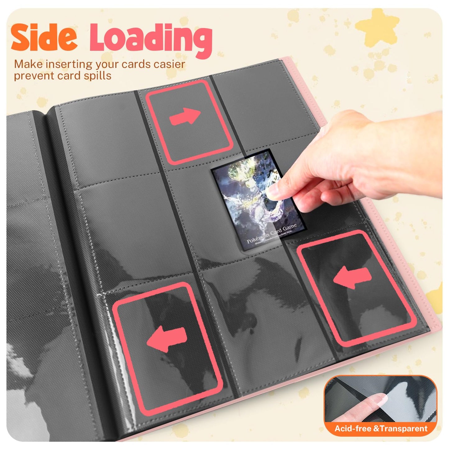 PUPTILY Card Binder – 360-Card Capacity, 9-Pocket Pink Album