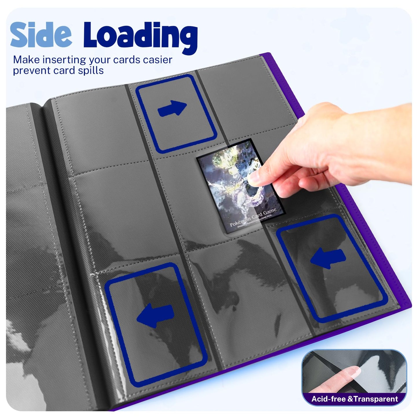 PUPTILY Card Binder 9-Pocket Trading Card Album, 360 Card Capacity, Purple