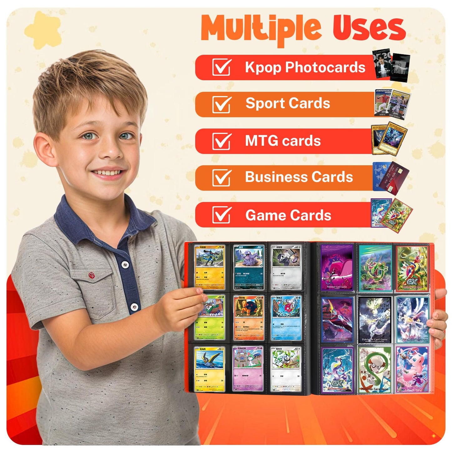 PUPTILY Card Binder Red – 9-Pocket, 360 Card Capacity, 20 Pages, MTG/TCG/Baseball Compatible