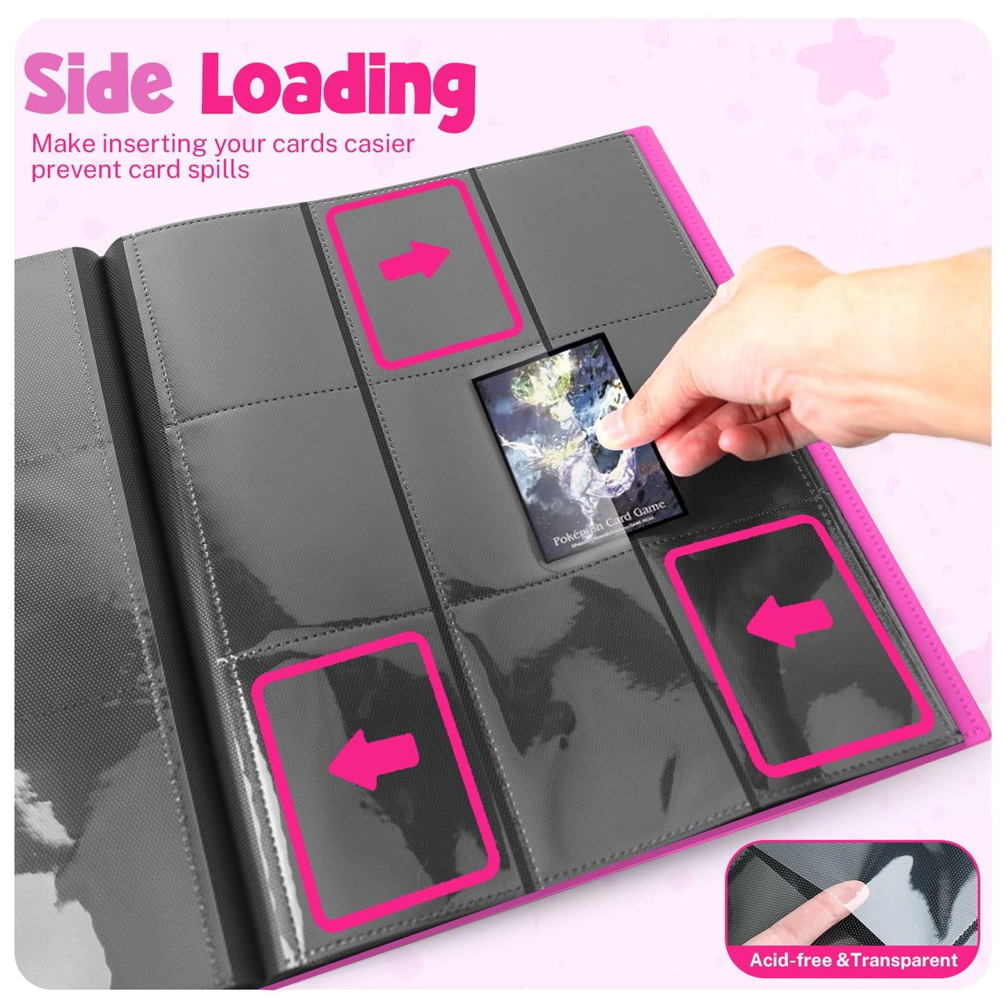 PUPTILY Card Binder 9-Pocket, 360-Card Capacity – Rose Red, 20 Pages, MTG/TCG Compatible
