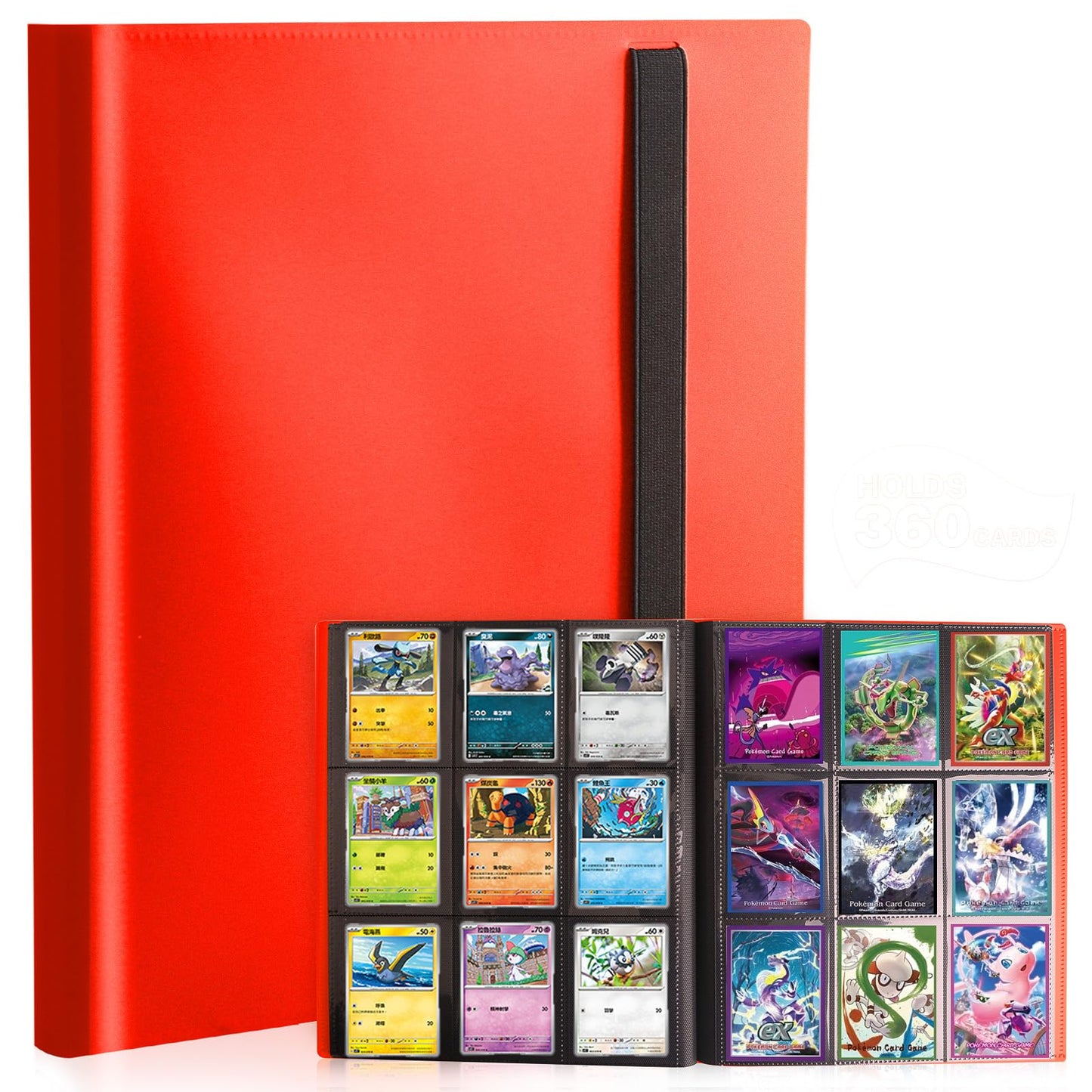 PUPTILY Card Binder Red – 9-Pocket, 360 Card Capacity, 20 Pages, MTG/TCG/Baseball Compatible