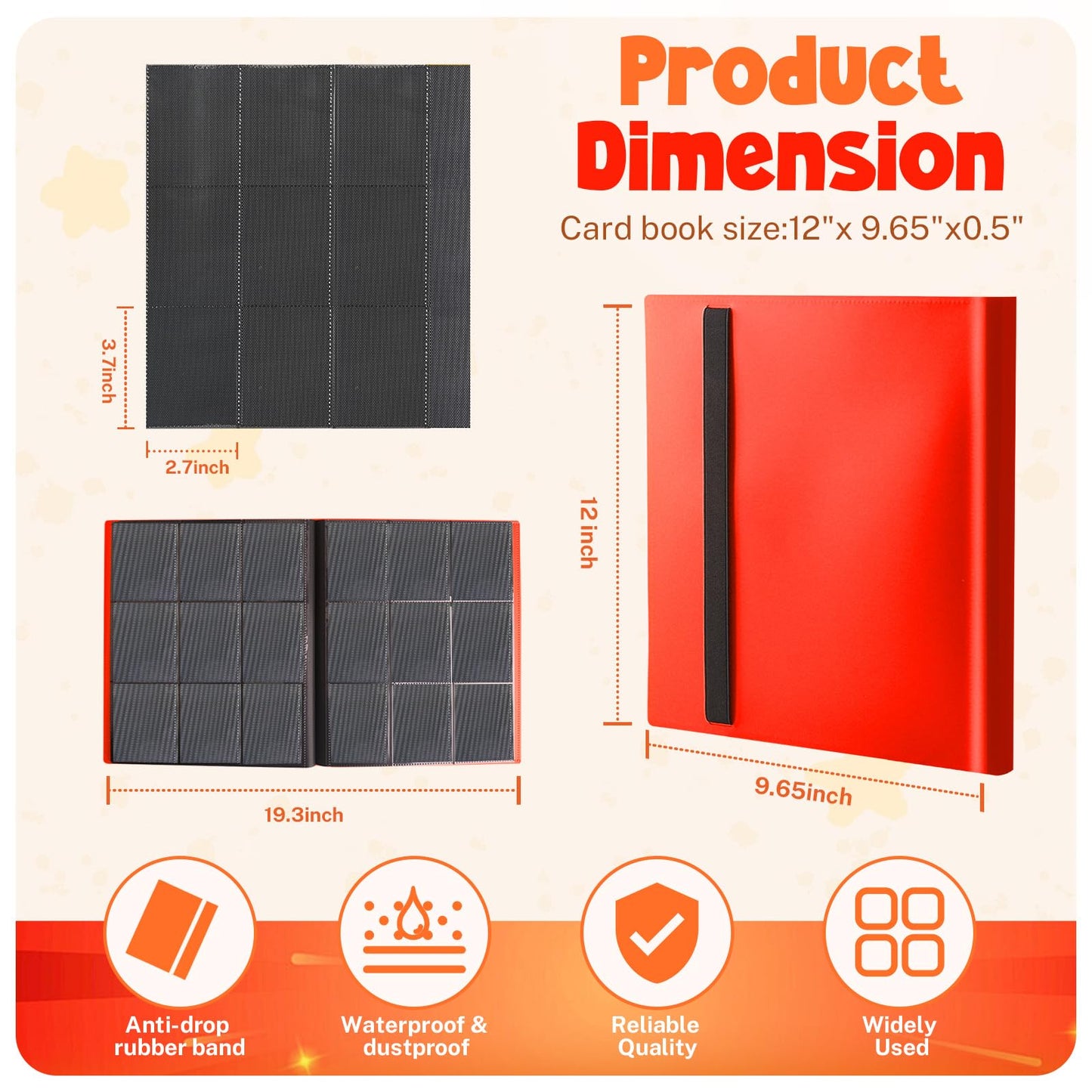 PUPTILY Card Binder Red – 9-Pocket, 360 Card Capacity, 20 Pages, MTG/TCG/Baseball Compatible