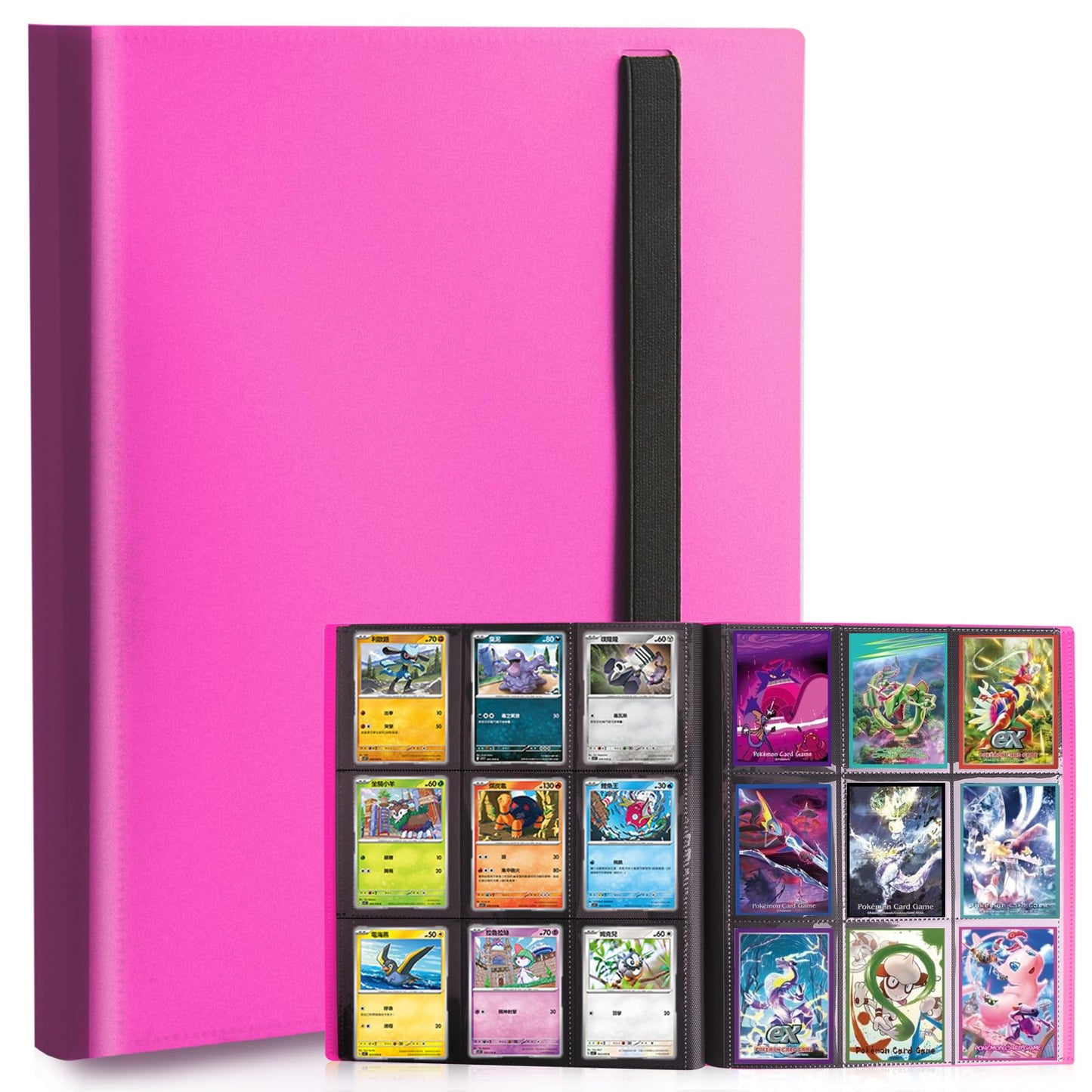 PUPTILY Card Binder 9-Pocket, 360-Card Capacity – Rose Red, 20 Pages, MTG/TCG Compatible