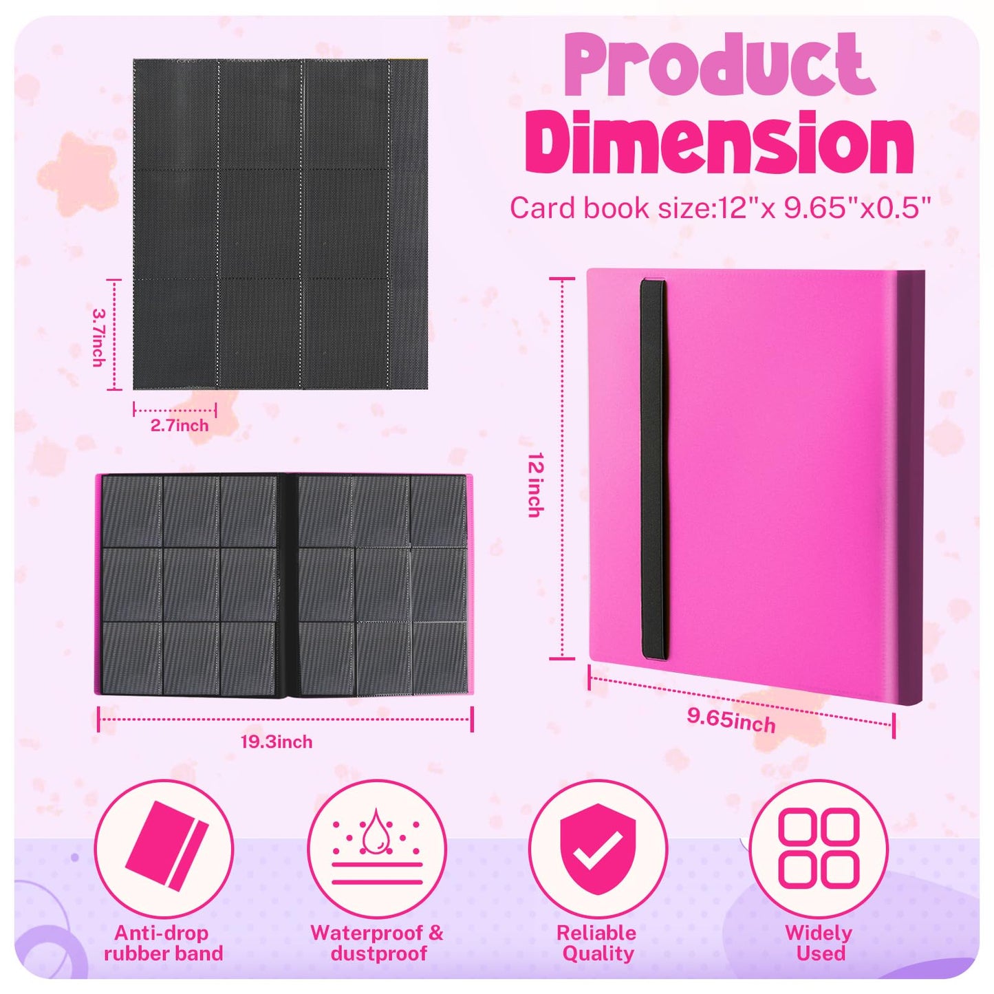 PUPTILY Card Binder 9-Pocket, 360-Card Capacity – Rose Red, 20 Pages, MTG/TCG Compatible
