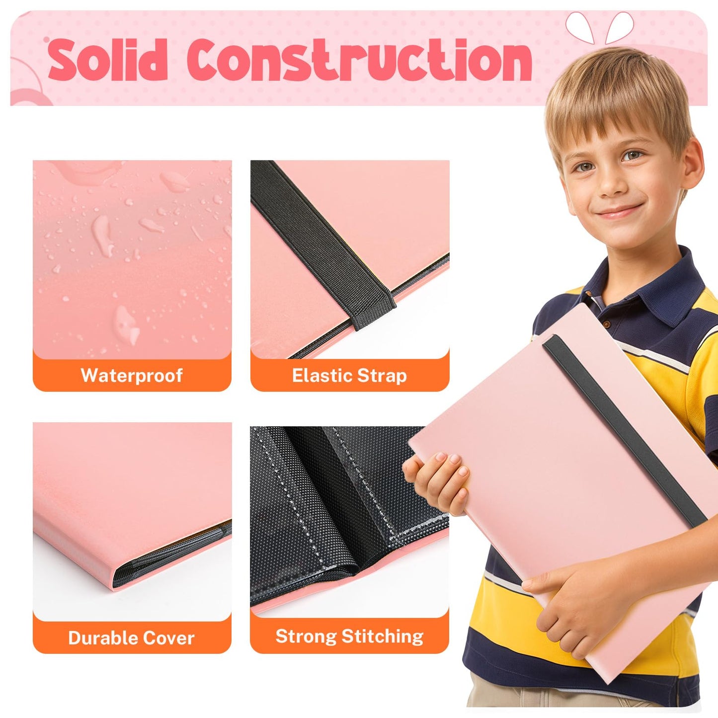 PUPTILY Card Binder – 360-Card Capacity, 9-Pocket Pink Album