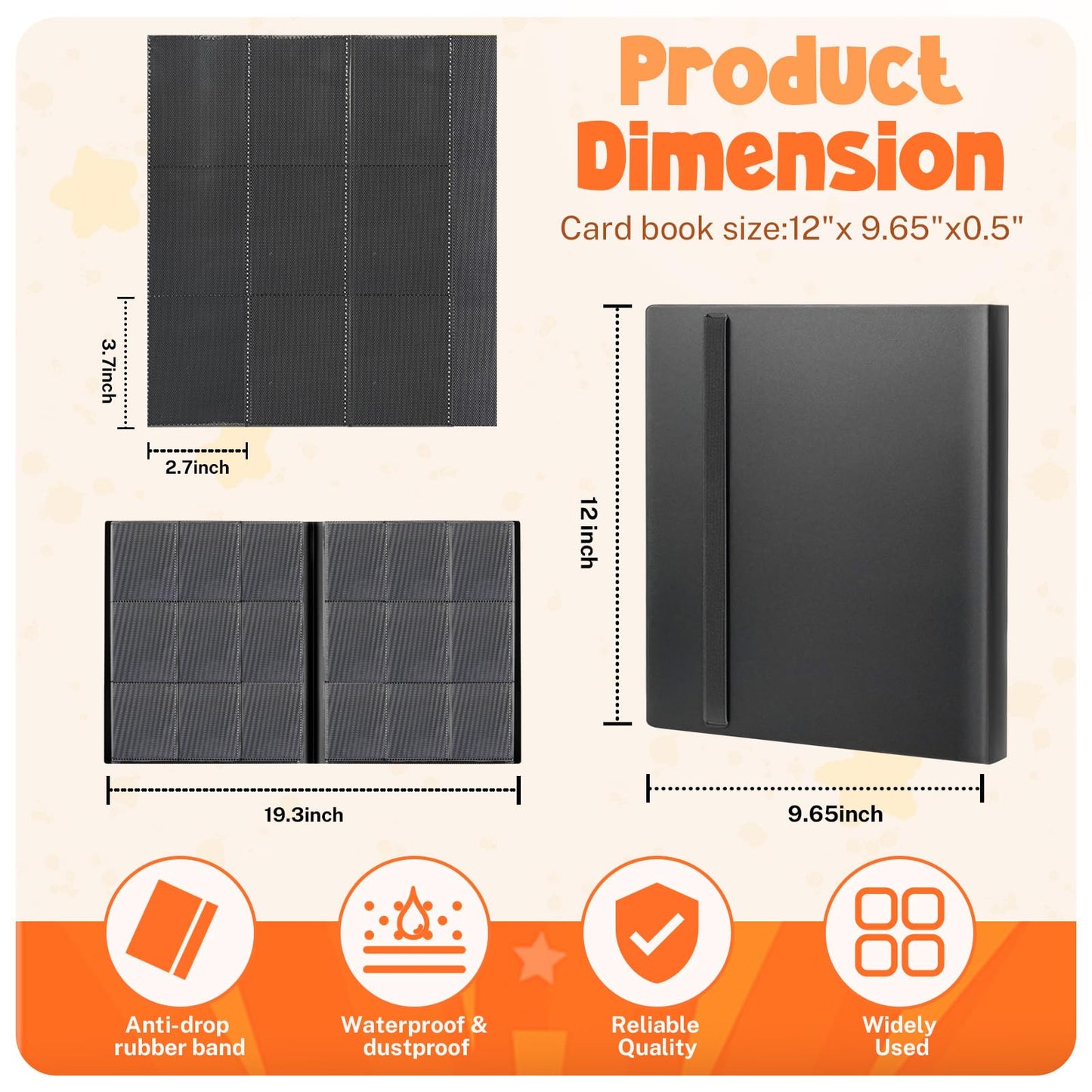 PUPTILY Card Binder — 9-Pocket 360 Card Capacity Trading Card Album (Black)